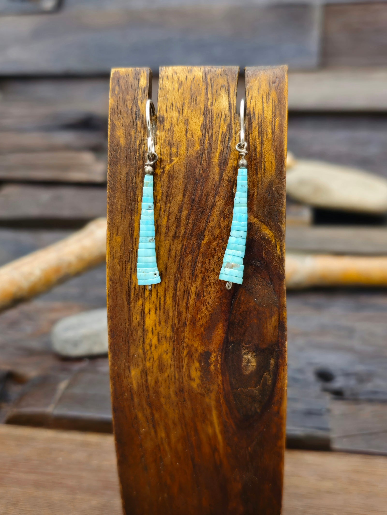 Vintage/Estate Graduated Turquoise Heishi Hook Earrings