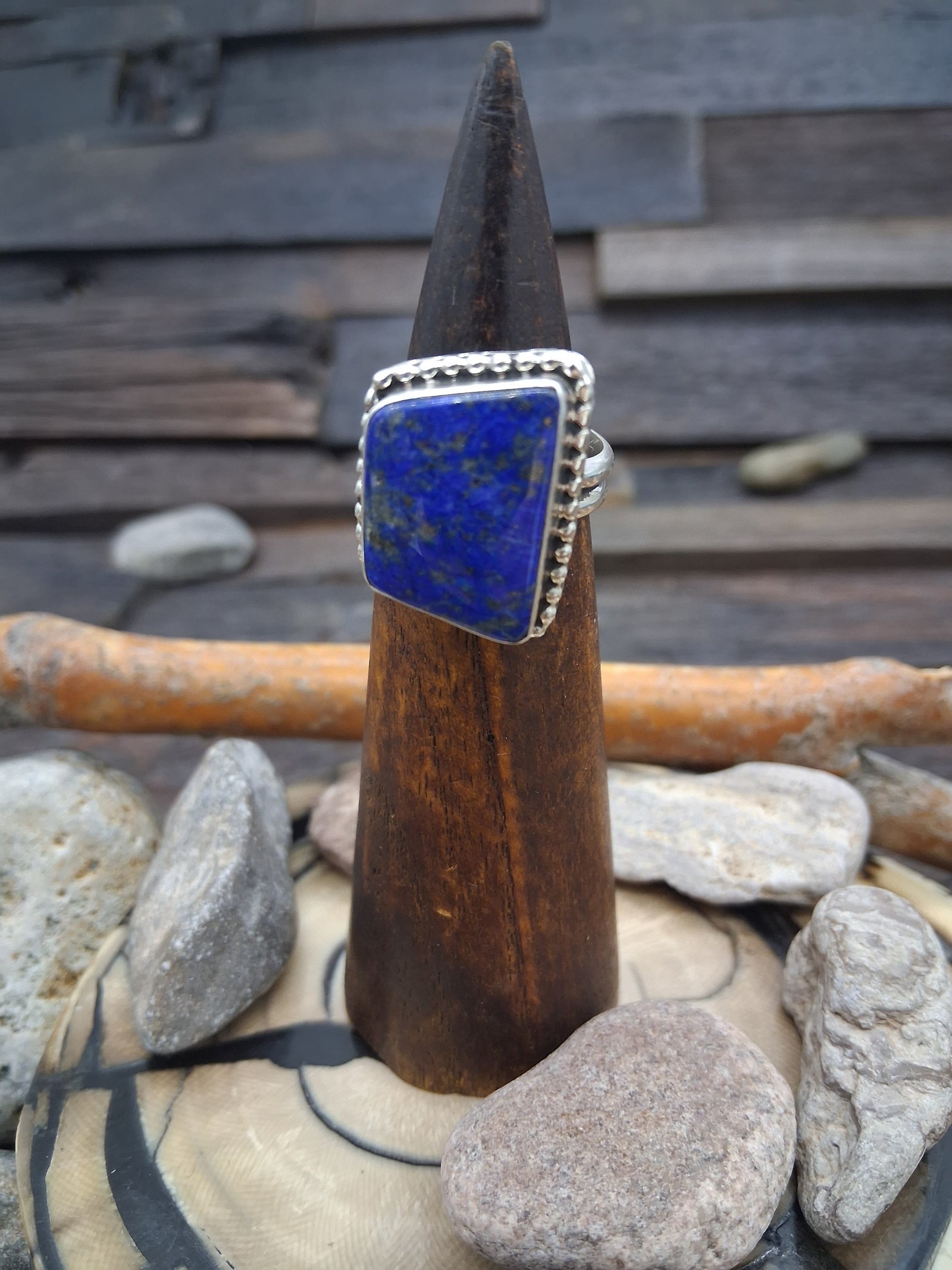 Lapis Lazuli Adjustable Ring Sterling Silver by Jacob Trancosa