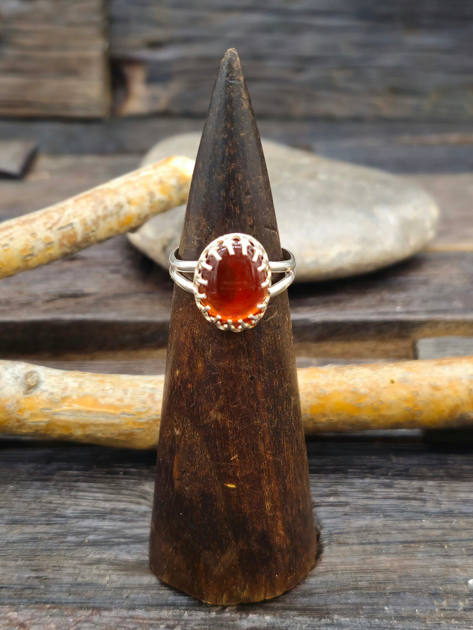Sterling Silver Amber Ring by Jeff Lucio Size 10