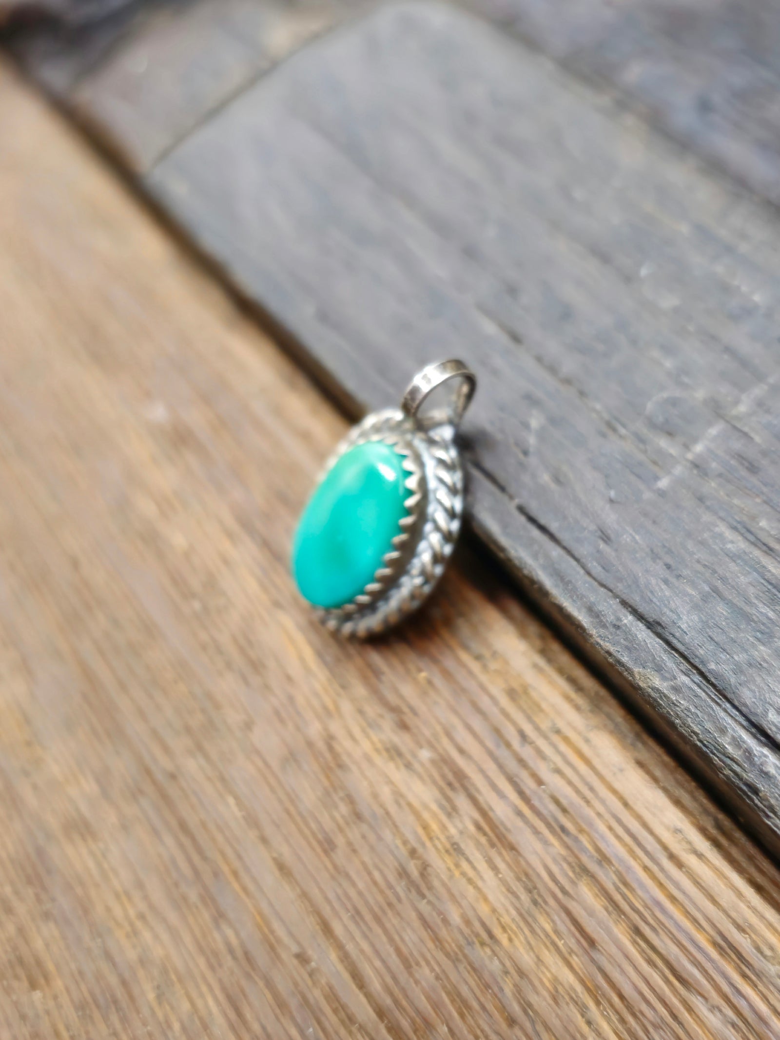 Vintage/Estate Sterling Oval Green Turquoise Mini Pendant