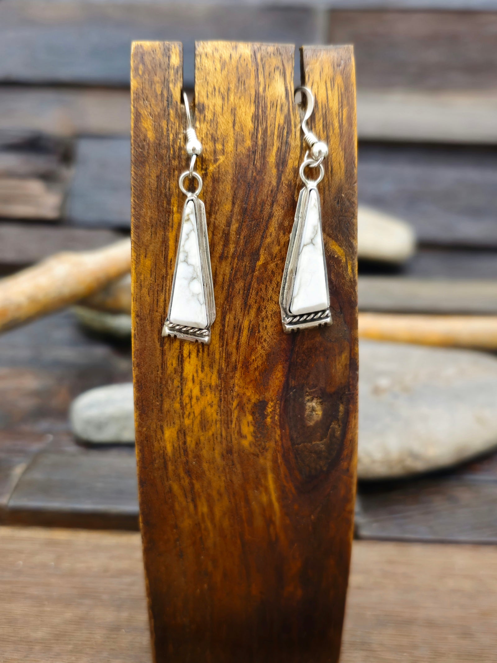 Vintage/Estate White Buffalo Dangle Earrings by Tom Willeto
