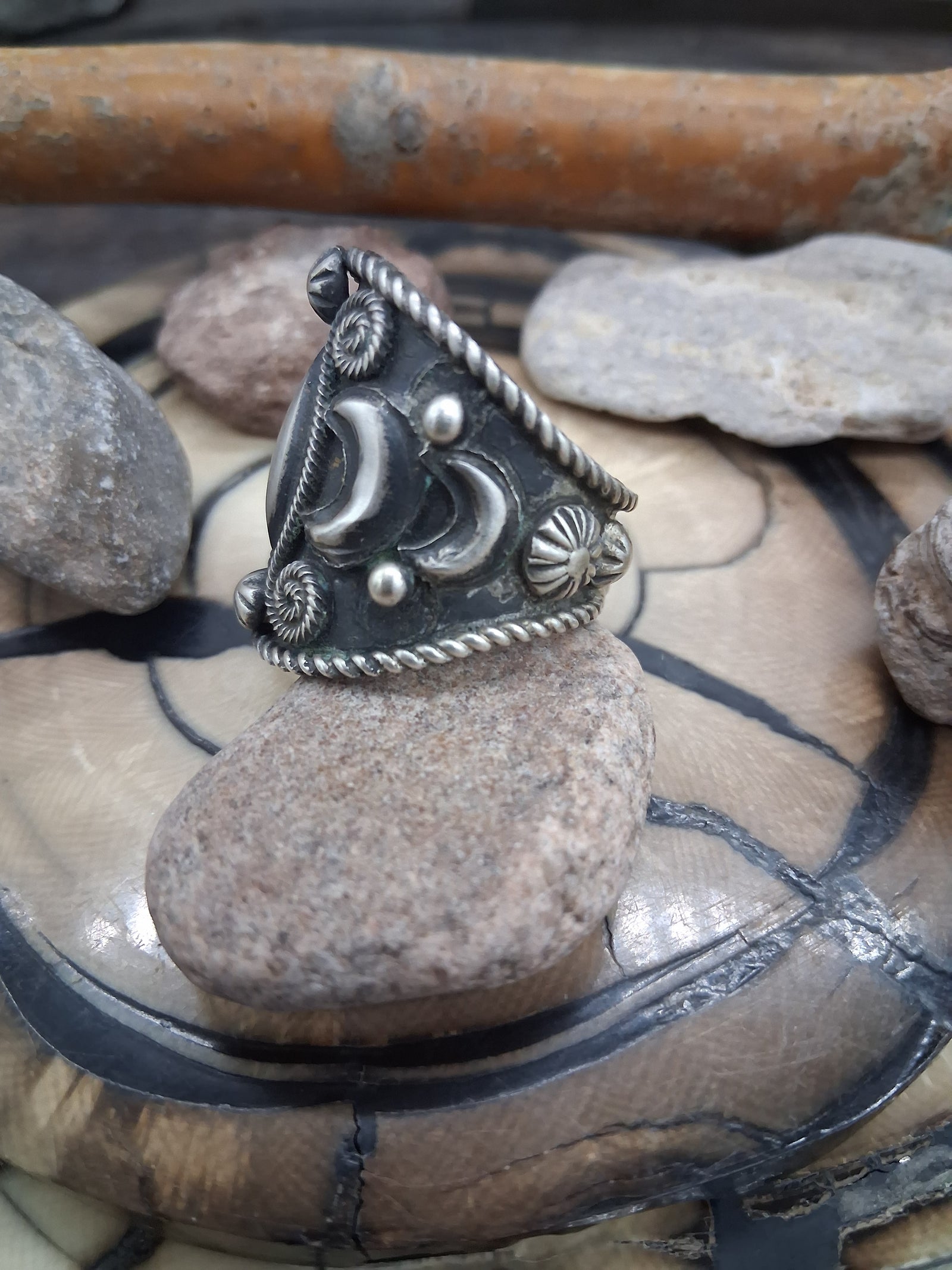 Sterling Silver Moon Band Ring Size 10 by Richard Jim