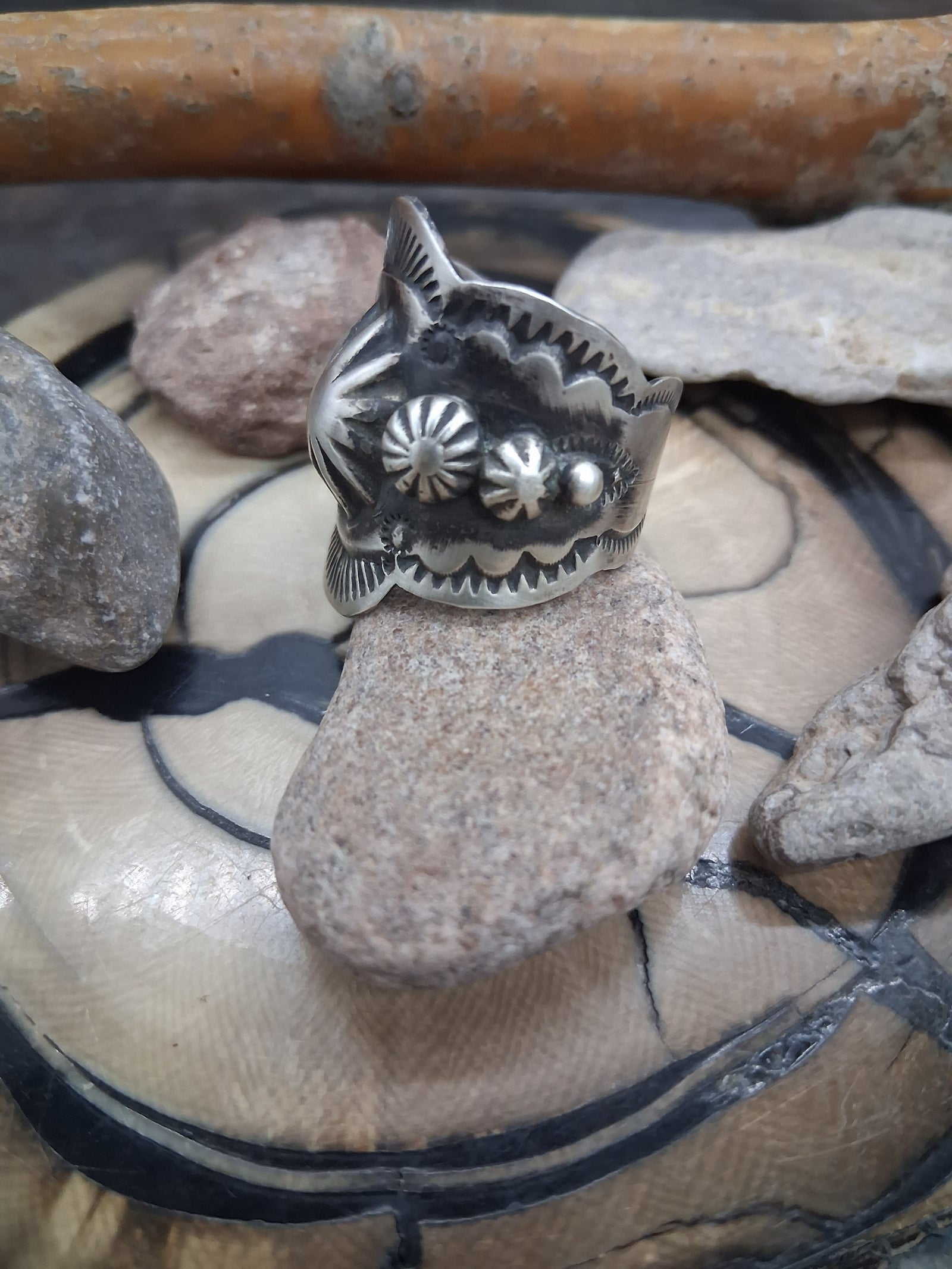 Sterling Silver Stamped Starshot Band Ring Size 9 3/4 by Richard Jim