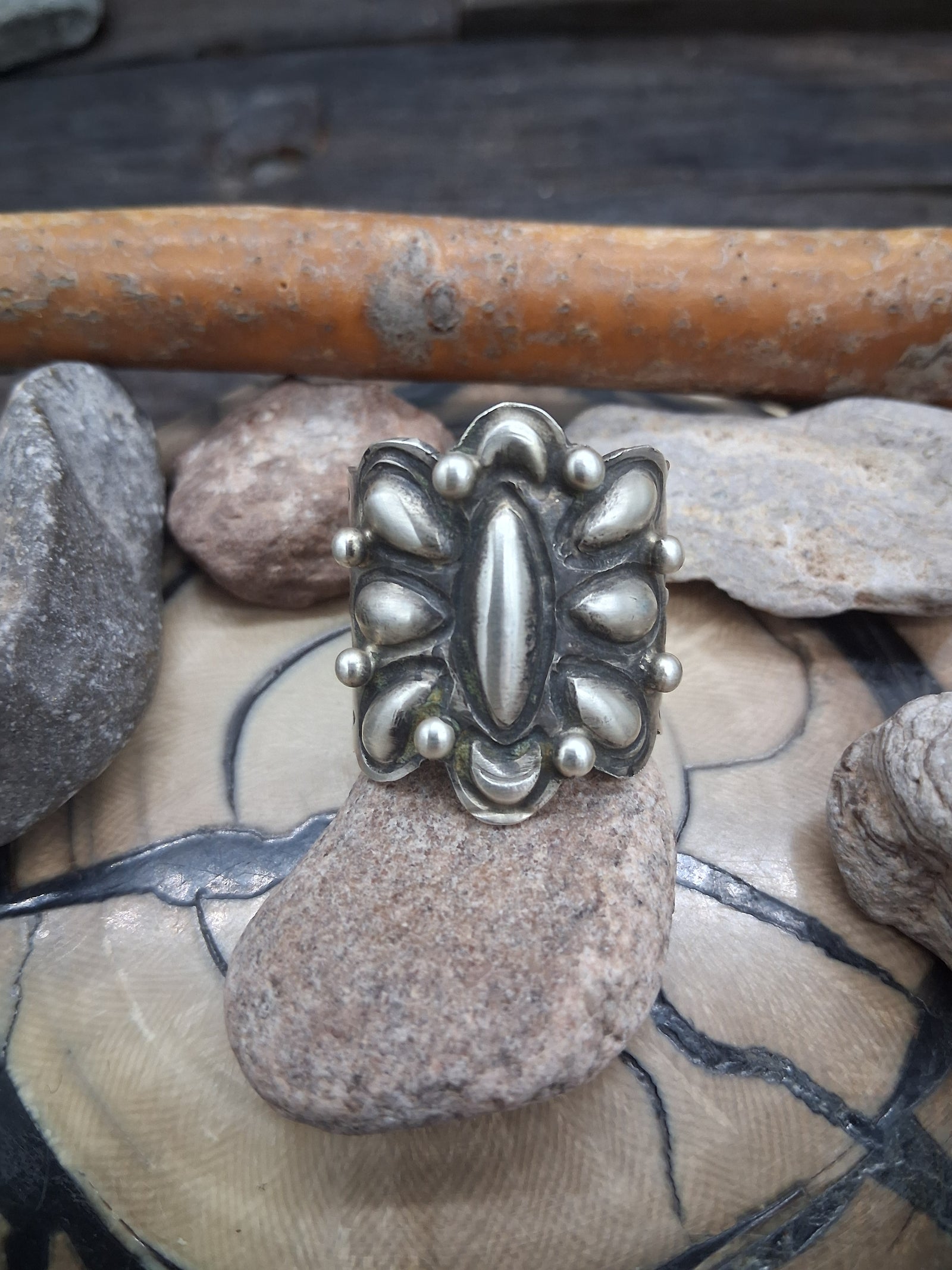 Sterling Silver Stamped Band Ring by Richard Jim