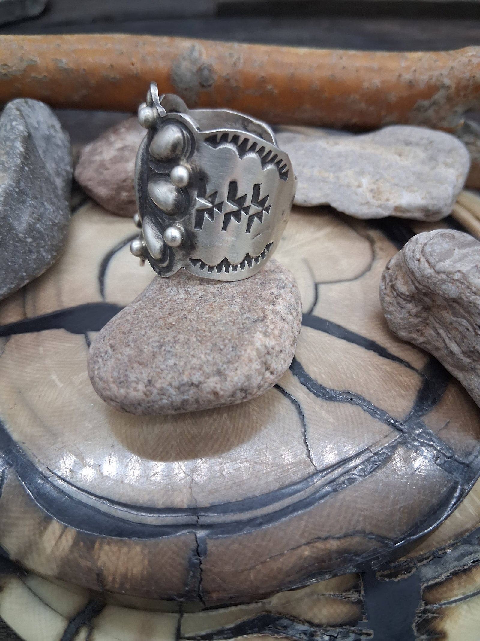 Sterling Silver Stamped Band Ring by Richard Jim