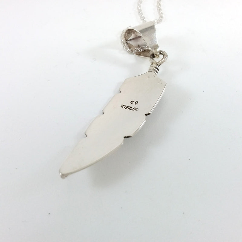 Navajo sterling silver feather pendant.