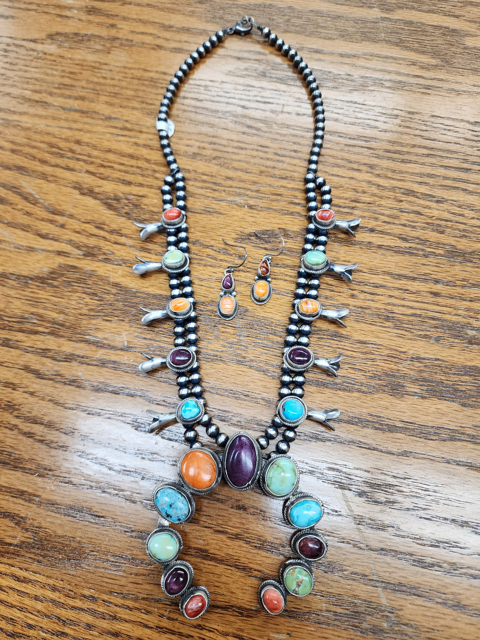 Multi-Stone Navajo Squash Blossom by Lydia Begay