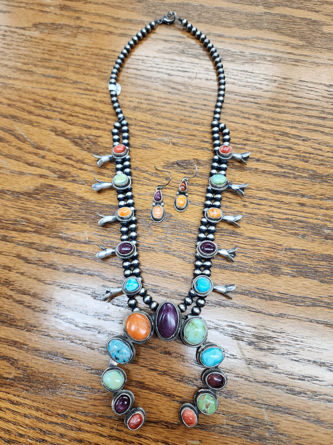 Multi-Stone Navajo Squash Blossom