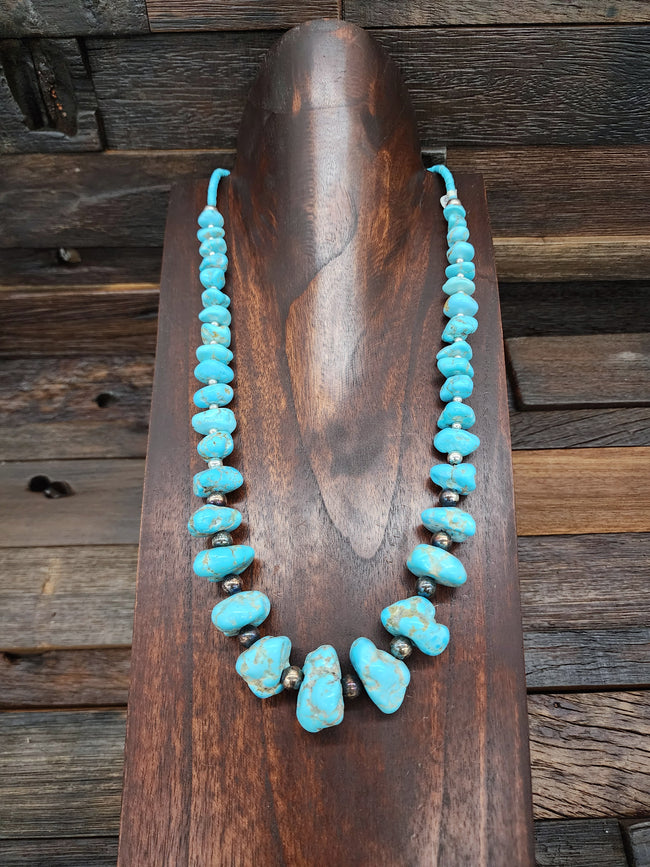 Graduated Turquoise Nugget Necklace