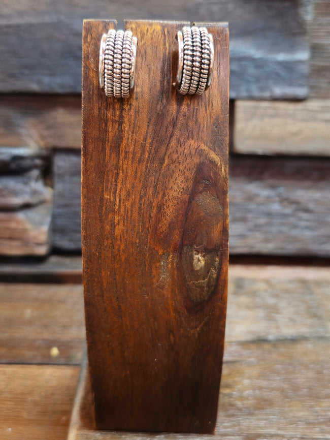 Caroline Tsosie Three-Row Sterling Silver Hoop Earrings