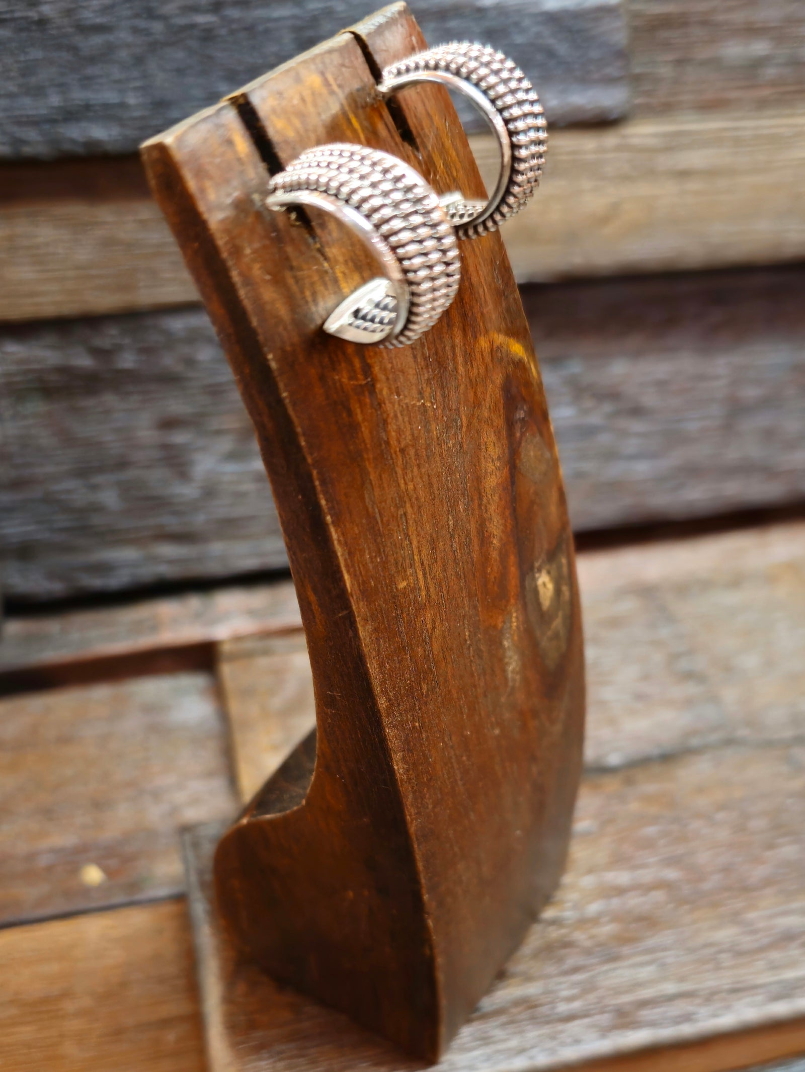 Caroline Tsosie Three-Row Sterling Silver Hoop Earrings