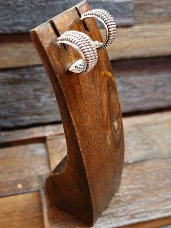 Caroline Tsosie Three-Row Sterling Silver Hoop Earrings