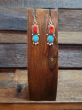 Turquoise and Coral Sterling Silver Earrings by LaRose and Archie Ganadanegro