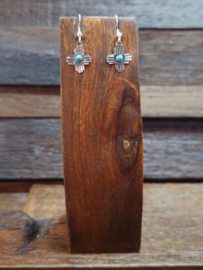 Mini Turquoise Zia Earrings by Lucille Platero