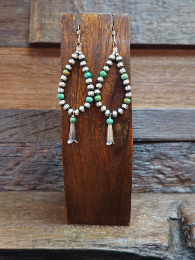 Navajo Pearl Squash Blossom Loop Earrings