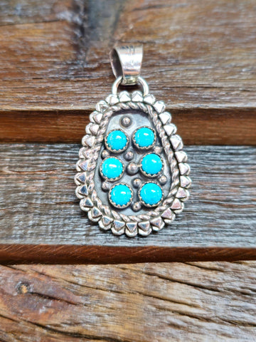 Sterling Silver and Turquoise Naja Pendant by Martha Cayatineto