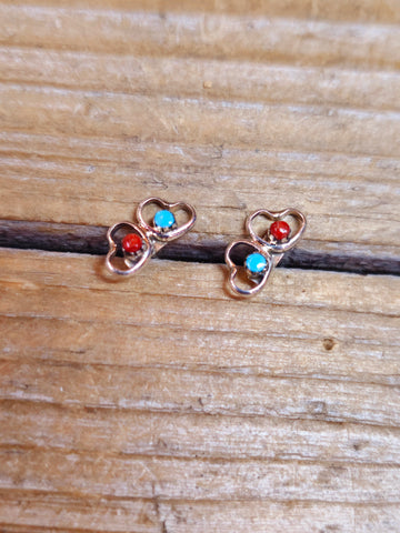 Coral Cluster Post Earrings by Sally Yazzie - 3/4 in