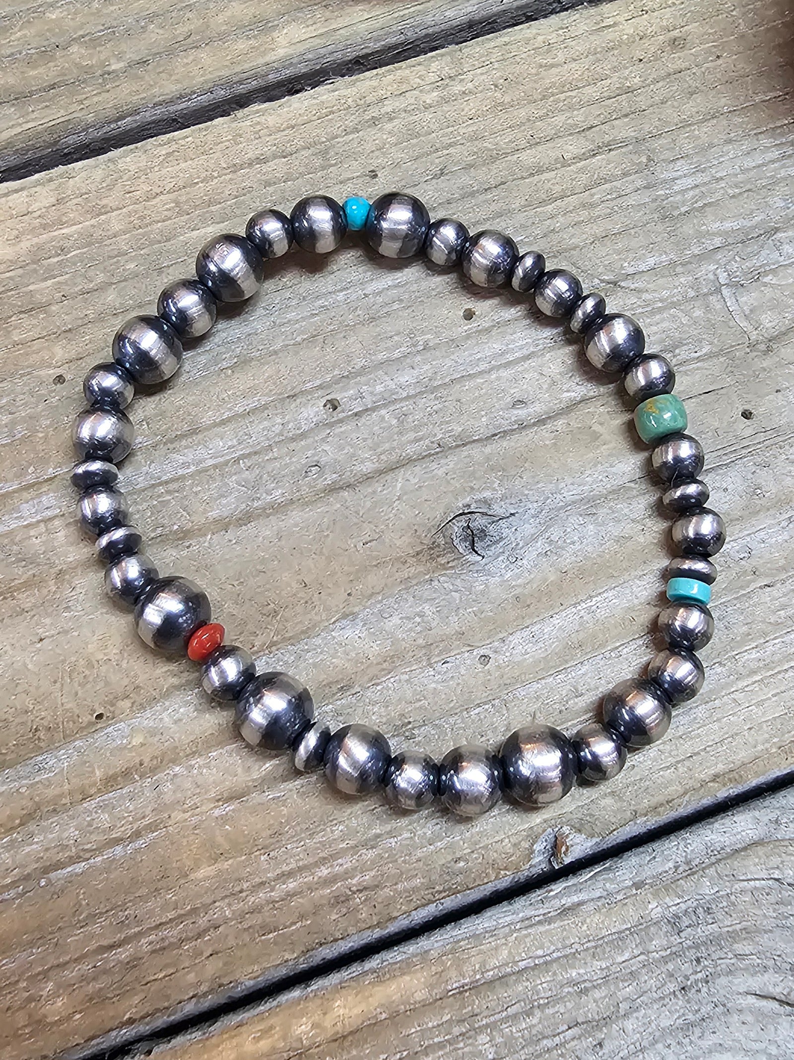 Navajo Pearls Stretch Bracelet with MultiStones