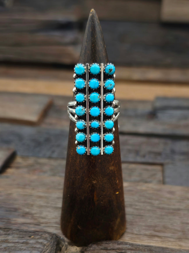 Turquoise Petit Point Array Ring Size 8.5