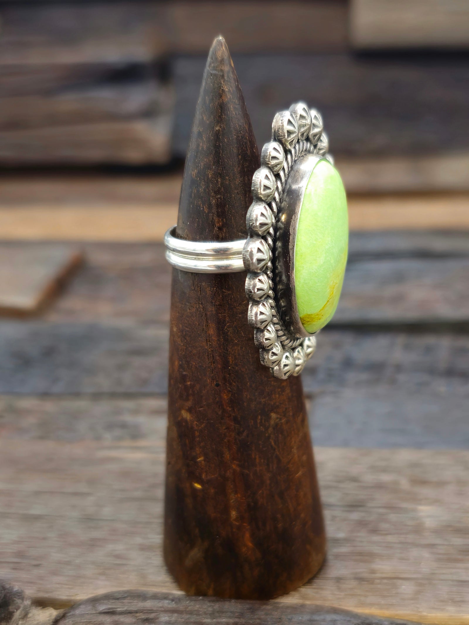 Adjustable Bright Green Turquoise Ring