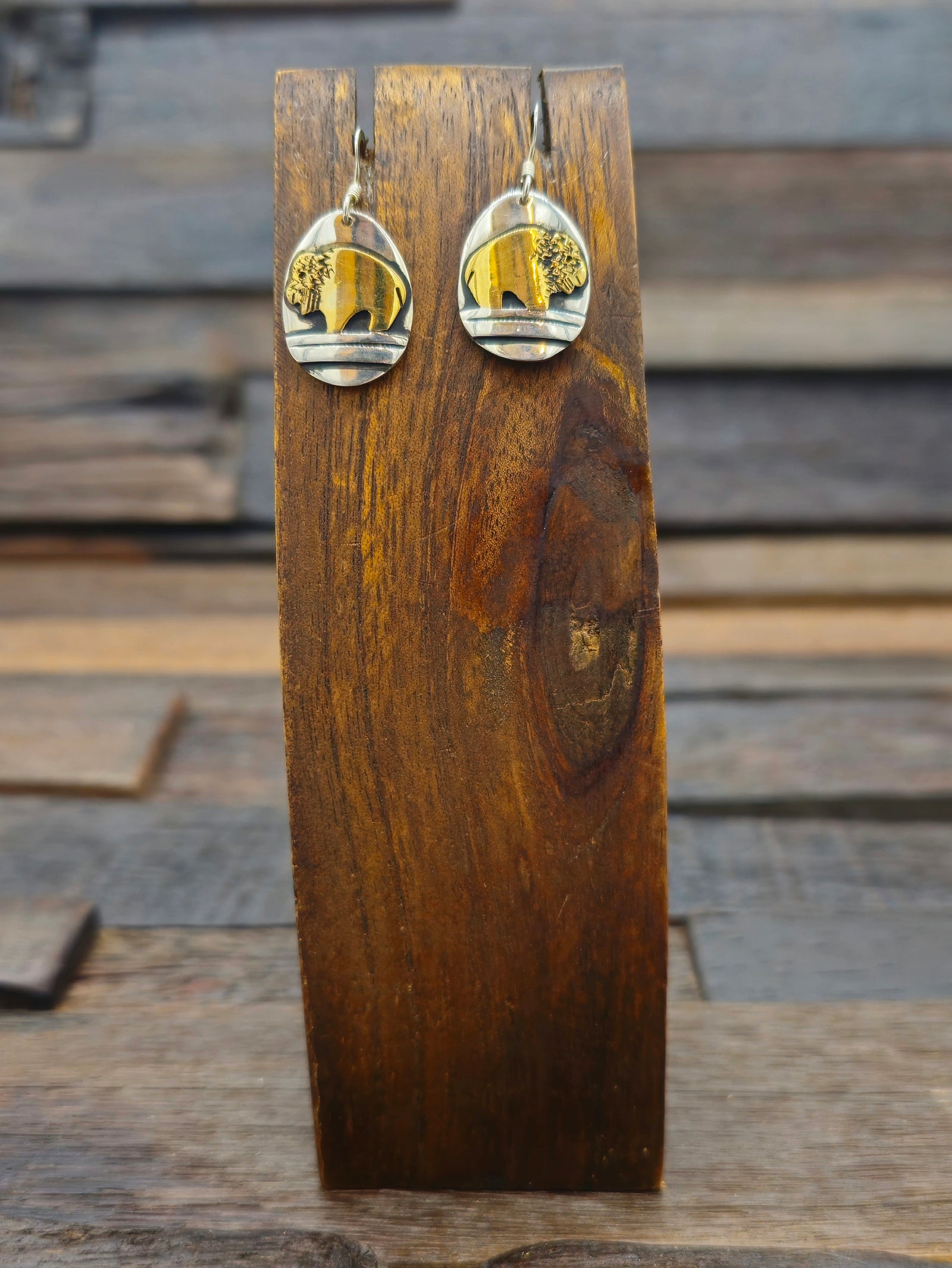 Bison Overlay Earrings by Rose Singer