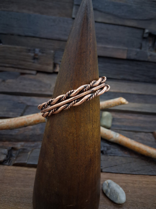 Multi Twist Copper Cuff by Elaine Tahe - 6 in.