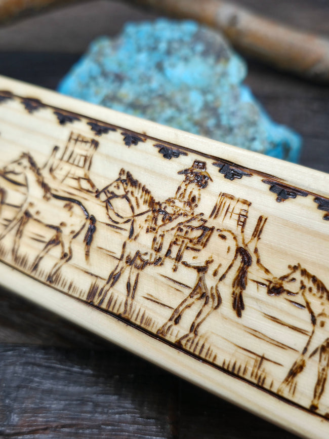 Woodburned Trinket Box by Andy Tsosie - 7 in. by 1 in. by 2 in.