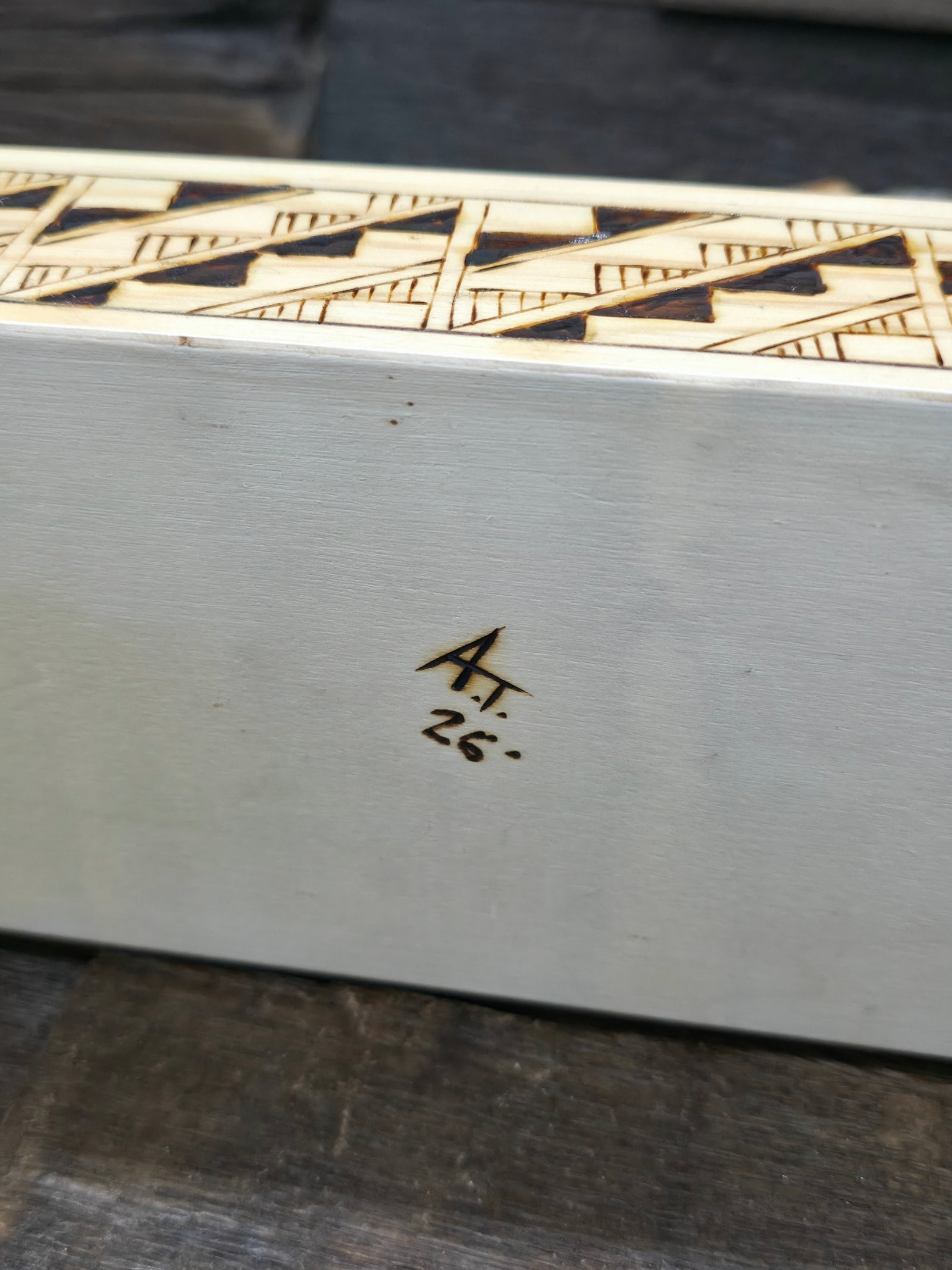 Woodburned Trinket Box by Andy Tsosie - 9 in. by 2 in. by 4 in.