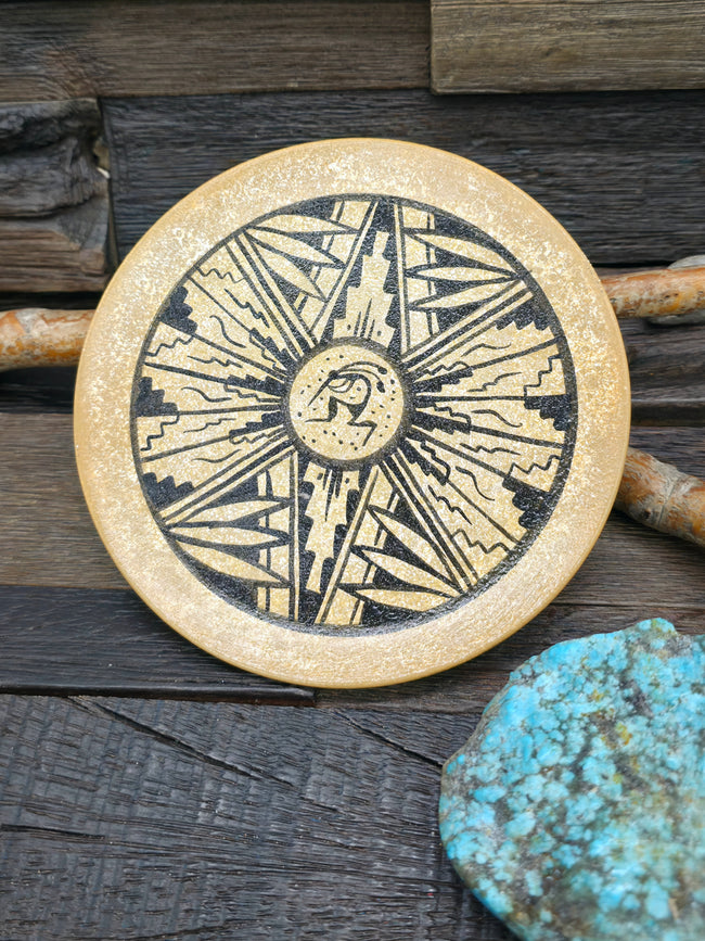 Ceramic Plate by Andie Tsosie - Brown Kokopelli - 5 1/2 in. Diameter