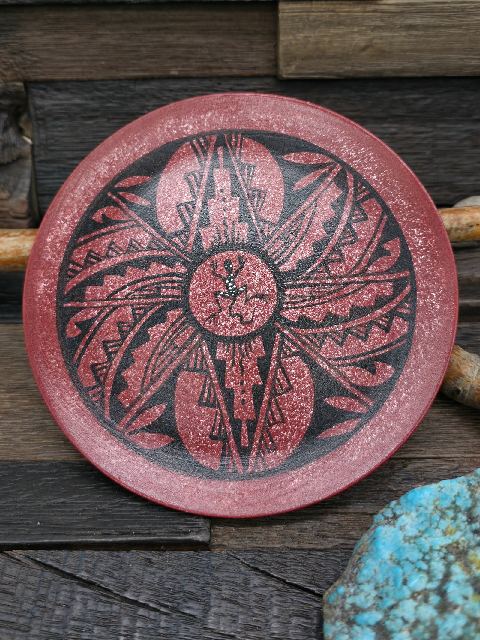 Ceramic Plate by Andie Tsosie - Red Lizard - 5 1/2 in. Diameter