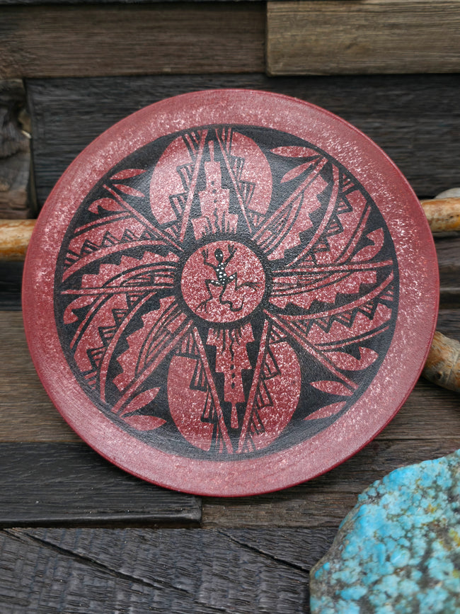Ceramic Plate by Andie Tsosie - Red Lizard - 5 1/2 in. Diameter