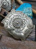 Stamped Sterling Silver Concho Belt by Marilyn Ramone - 45 in.