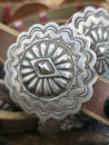Stamped Sterling Silver Concho Belt by Marilyn Ramone - 45 in.