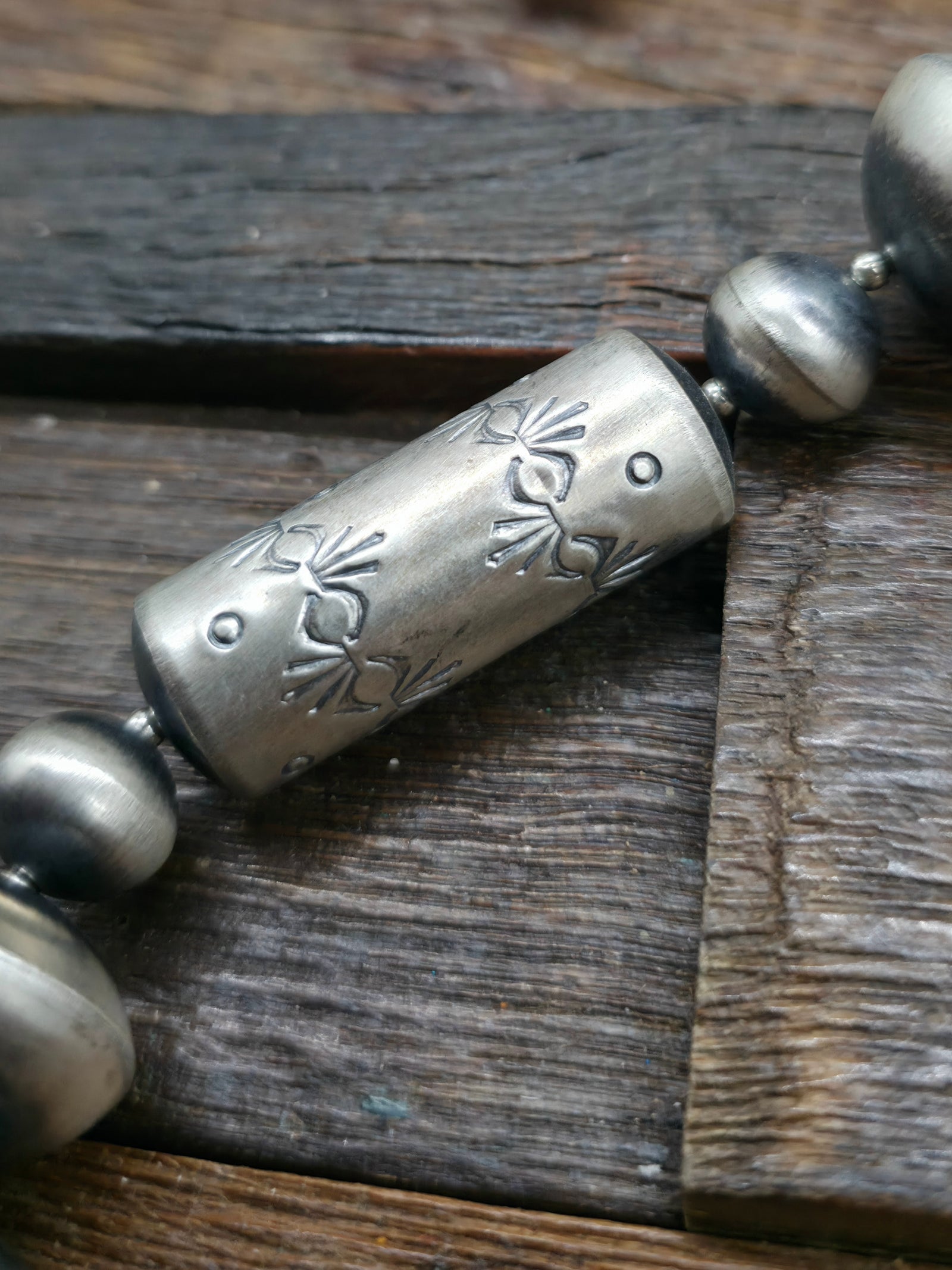 Oxidized Sterling Silver and Turquoise and Spiny Composite Bead Necklace and Earring Set - 36 in.