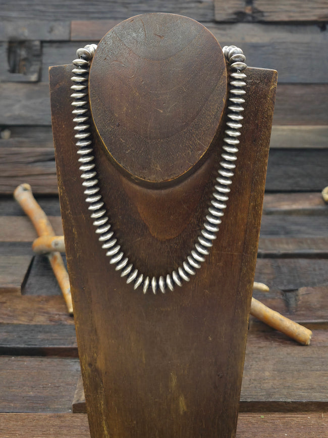 Sterling Silver Navajo Pearl Rondelle Necklace by Bryannen Halwood - 16 in. 10 mm