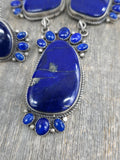 Sterling Silver Lapis Lariat Necklace and Earring Set by LaRose Ganadanegro - 22 in.