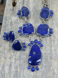 Sterling Silver Lapis Lariat Necklace and Earring Set by LaRose Ganadanegro - 22 in.