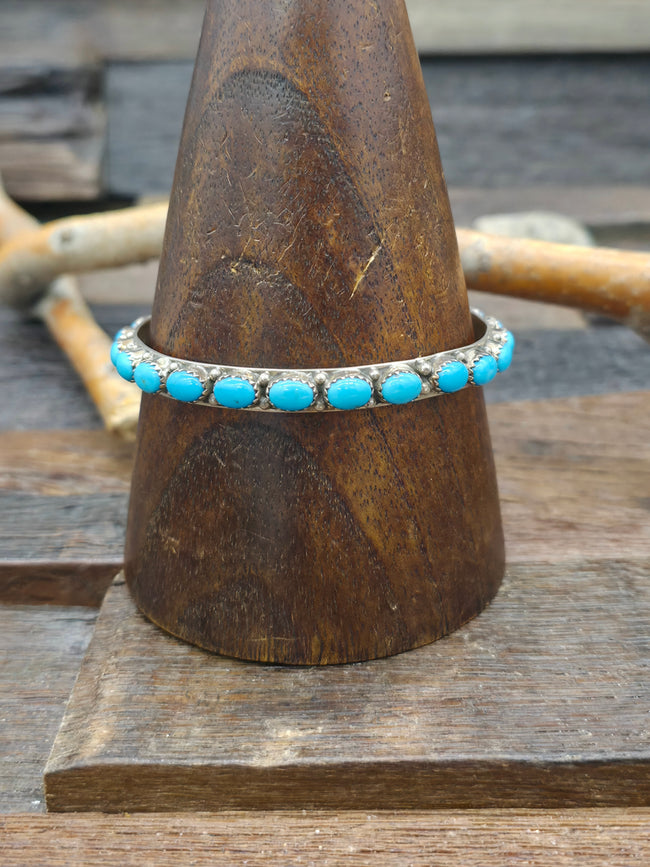 Turquoise and Sterling Silver Bangle by Spencer - 7 1/2 in.