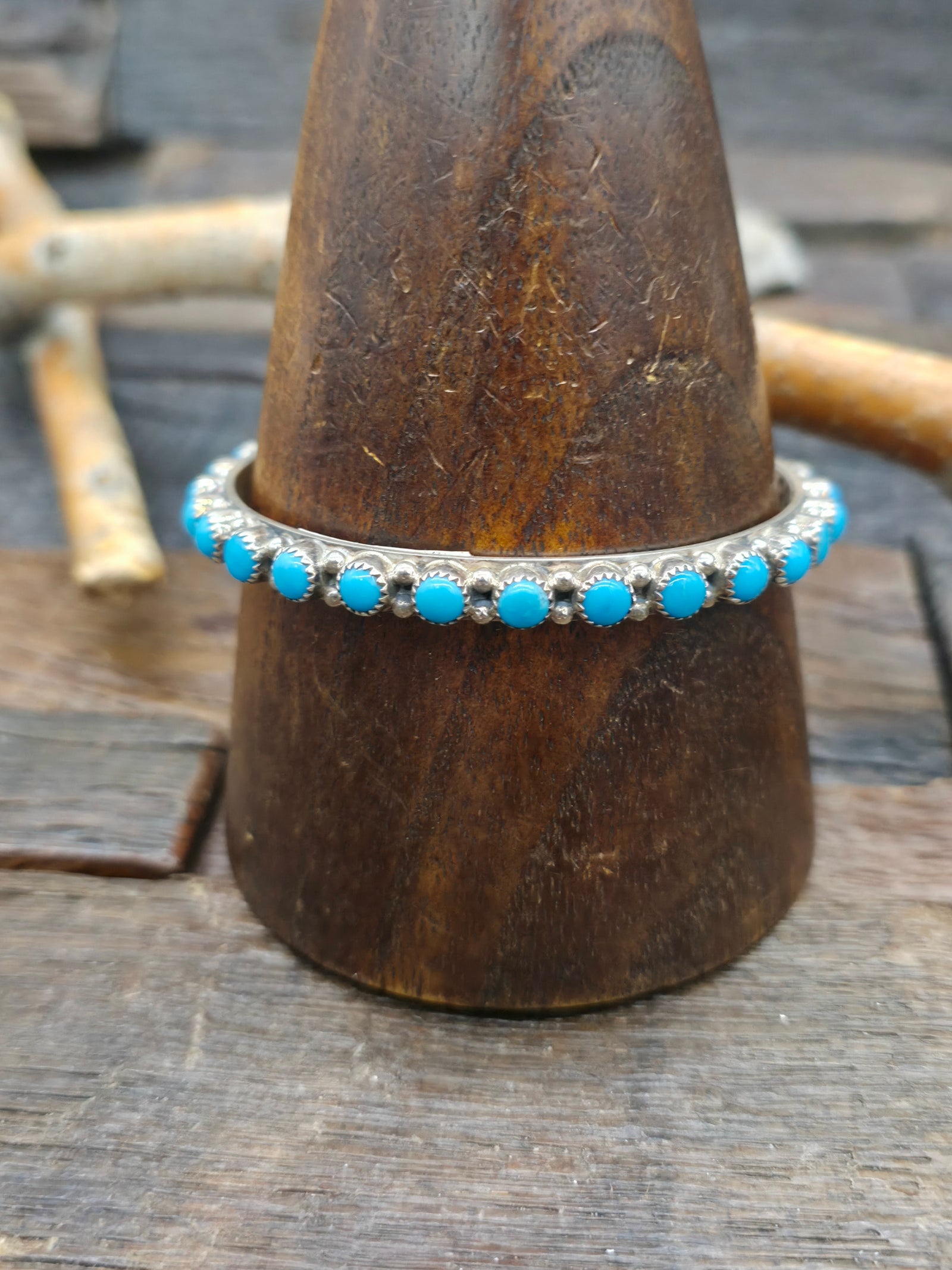 Turquoise and Sterling Silver Bangle - 7 3/4 in.