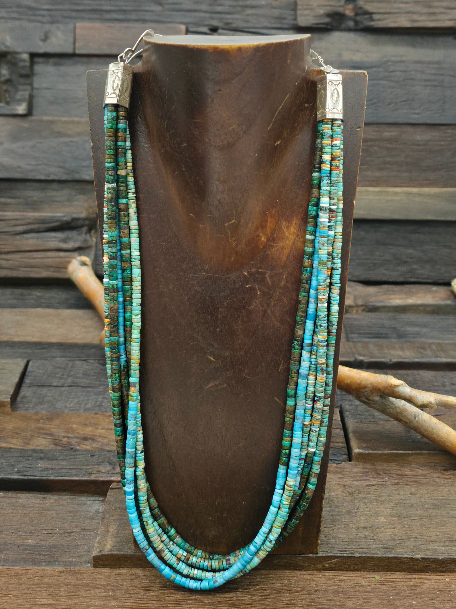 Five Strand Mixed Turquoise and Spiny Necklace by Fred Archuleta - 20 in. plus 6 in. Extender