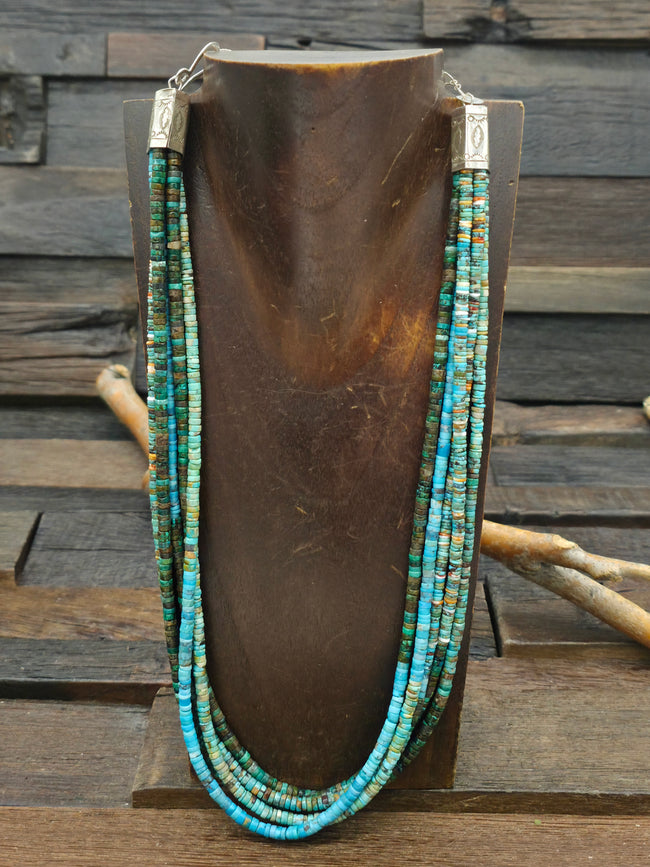 Five Strand Mixed Turquoise and Spiny Necklace by Fred Archuleta - 20 in. plus 6 in. Extender