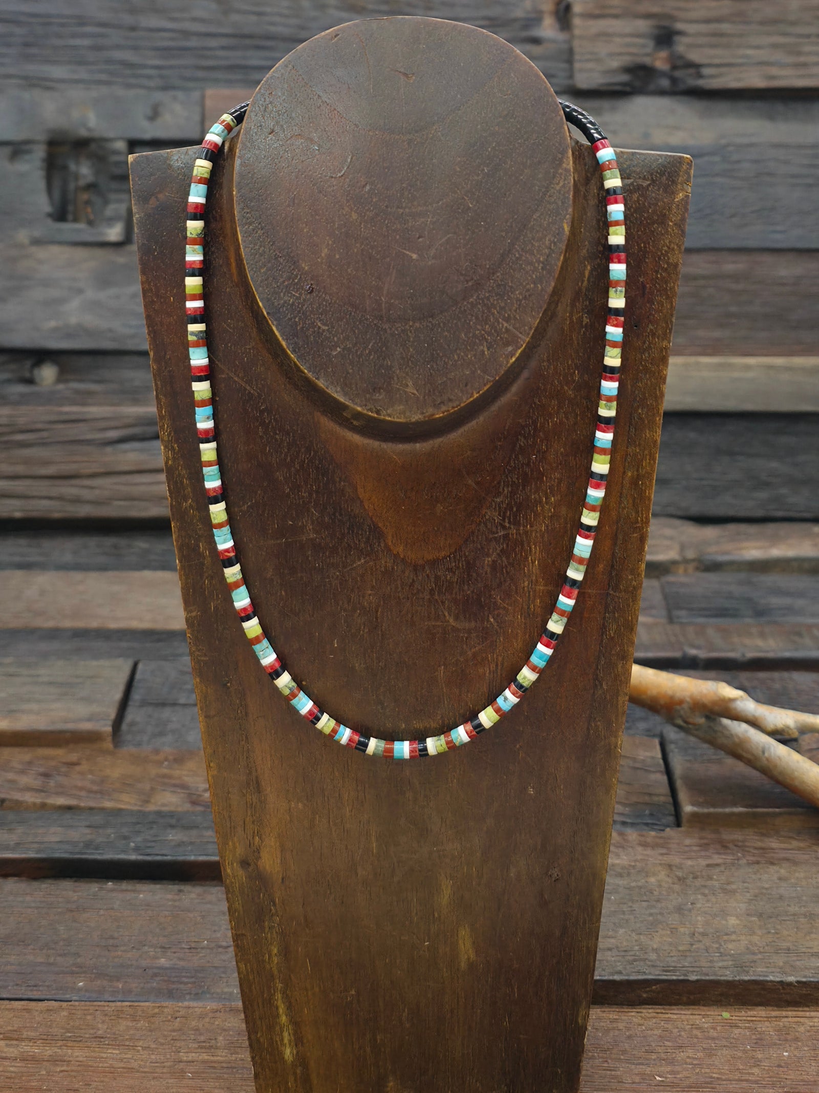 Multi Stone Heishi Necklace by Dorene Calabaza - 18 in.
