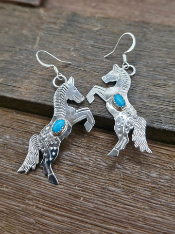Two-Stone Turquoise Post Earrings by Loretta Delgarito