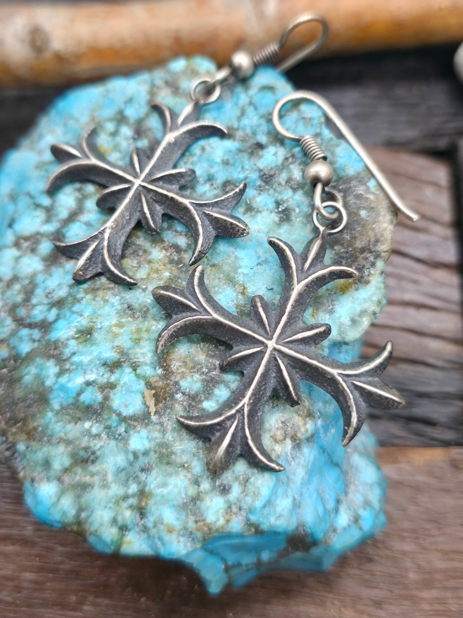 Cast Sterling Silver Cross Earrings by Aaron Anderson - 2 1/4 in. by 1 1/2