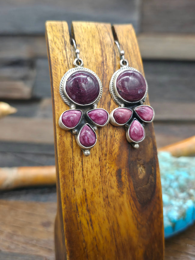Sterling Silver Purple Spiny Earrings - 2 1/4 in. by 3/4 in.