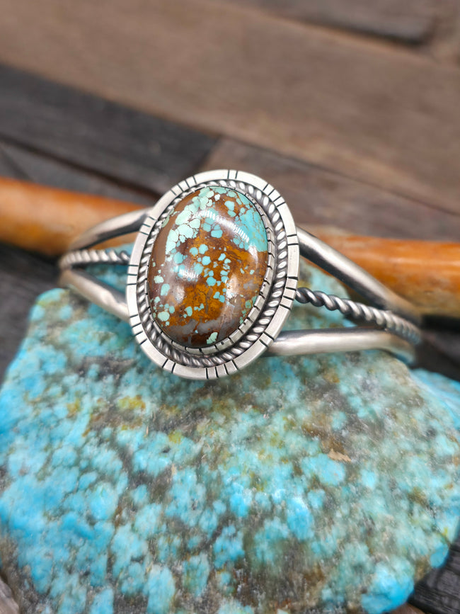 Sterling Silver Turquoise Cuff Bracelet by Walter Vandever - 6 1/2 in. with Gap
