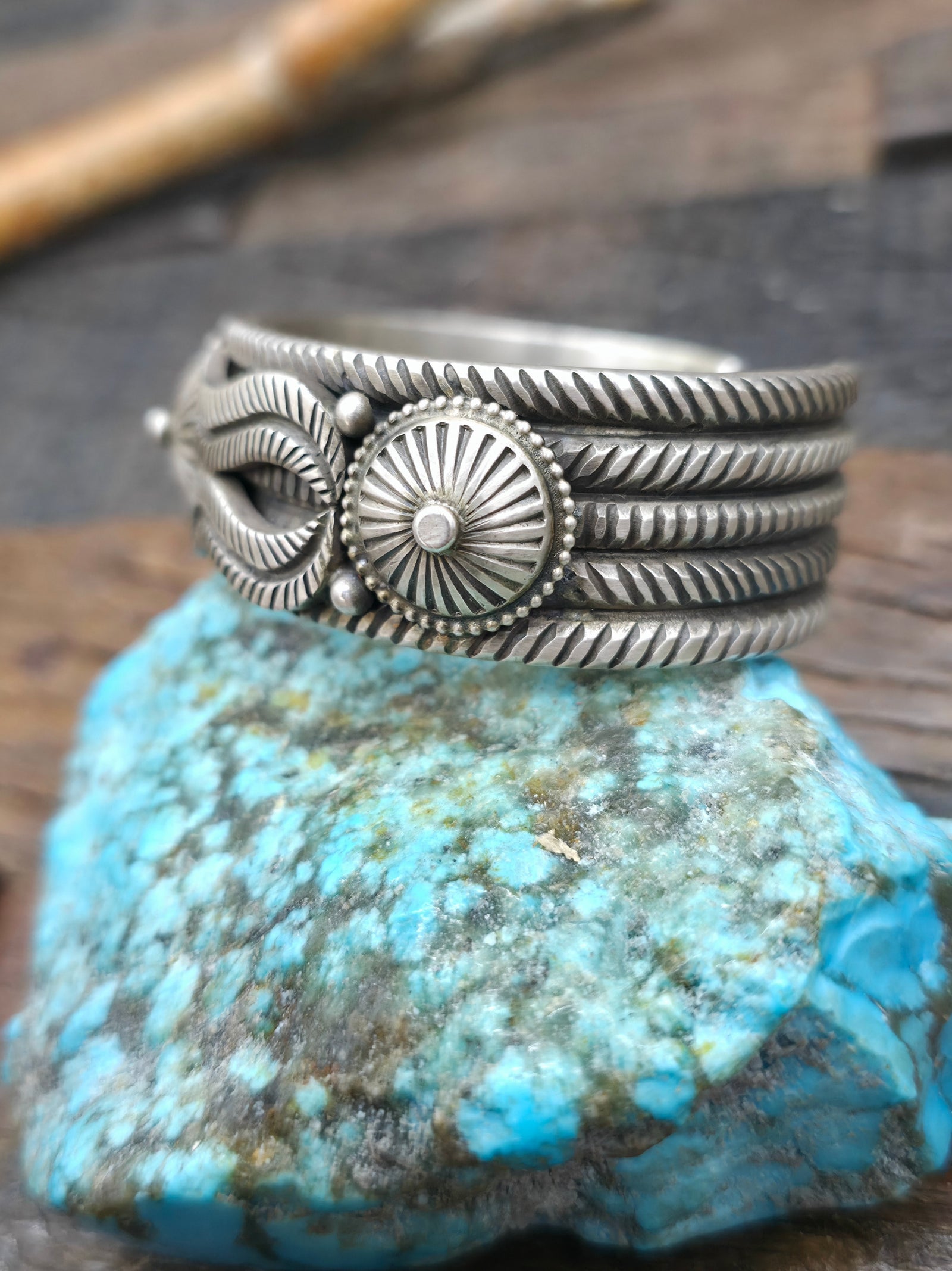 Stamped Sterling Silver Bracelet by Calvin Martinez - 7 in. with Gap