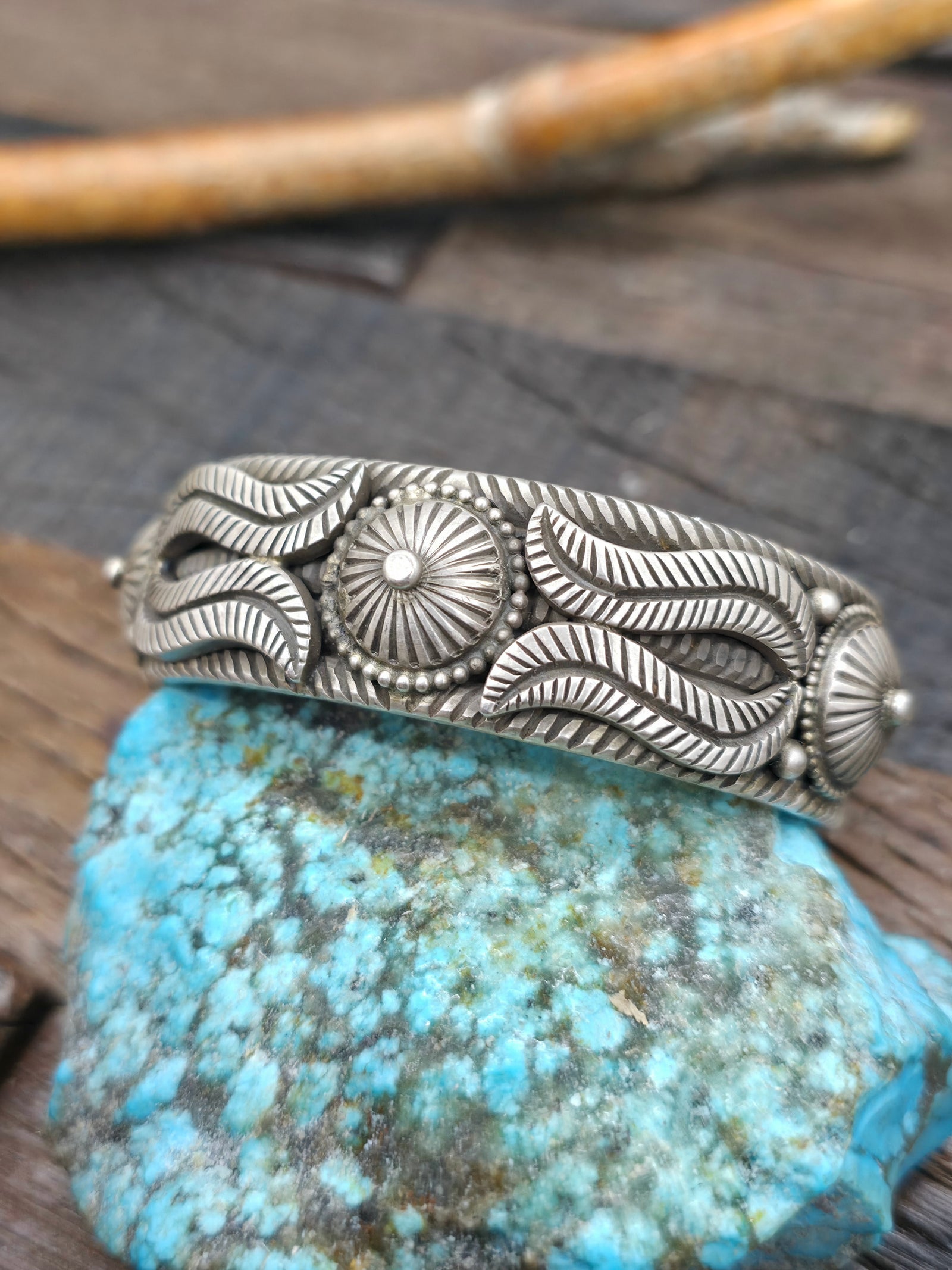 Stamped Sterling Silver Bracelet by Calvin Martinez - 7 in. with Gap