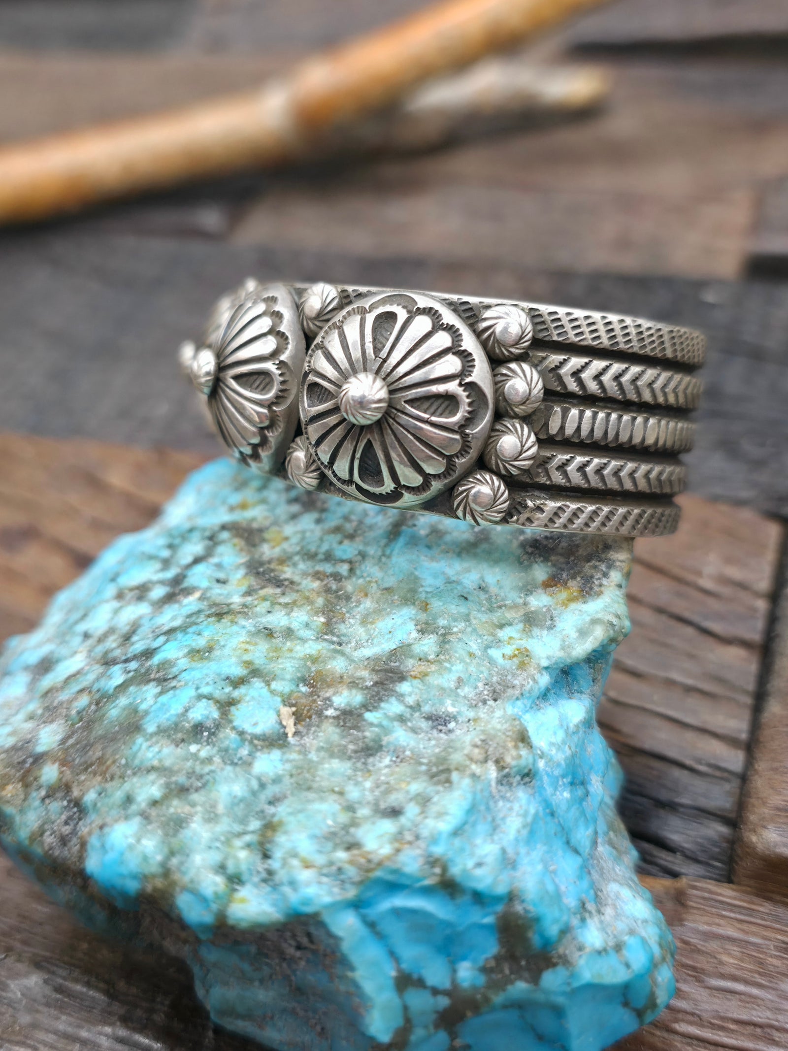 Stamped Sterling Silver Bracelet by Calvin Martinez - 7 in. with Gap