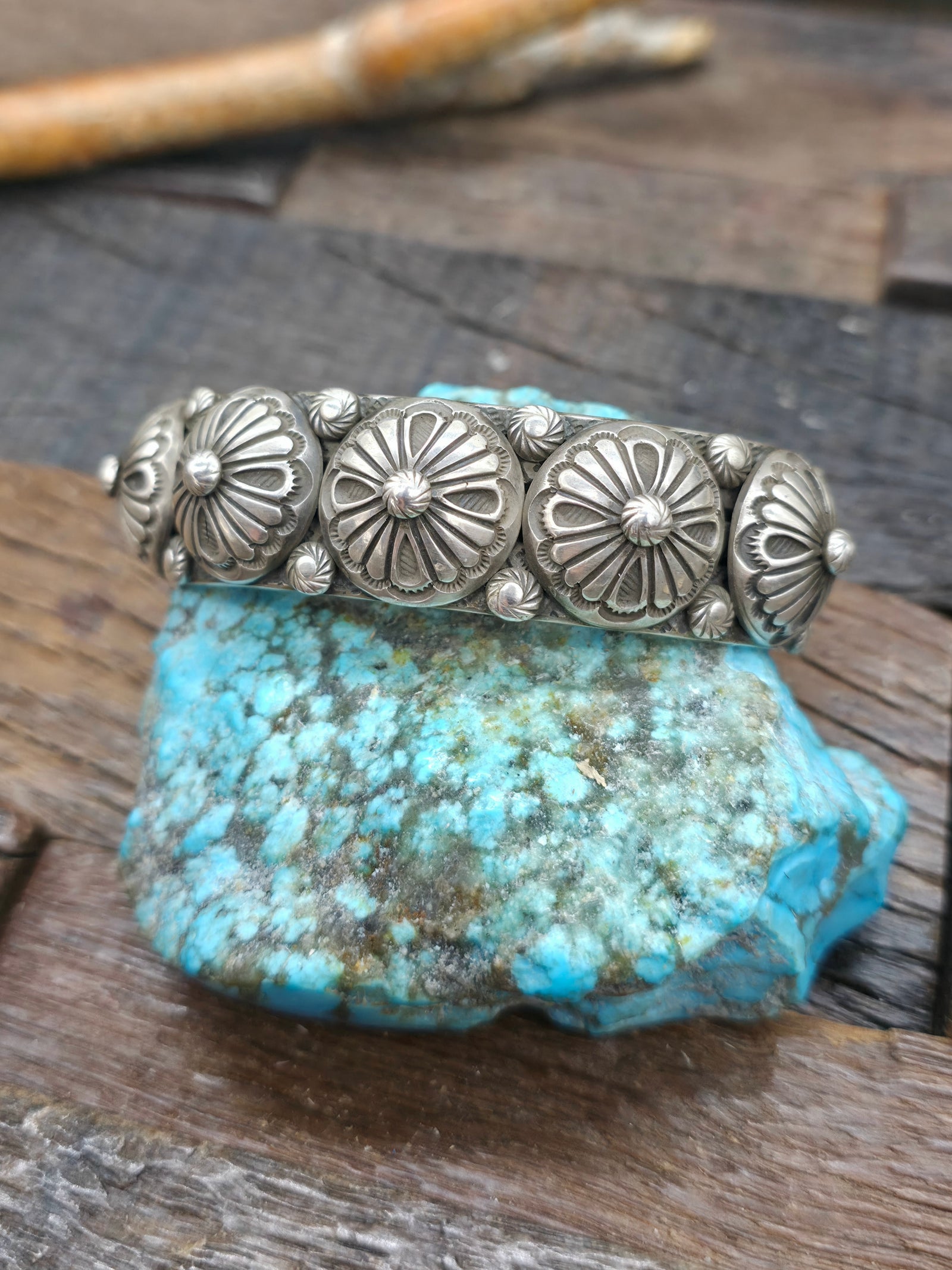 Stamped Sterling Silver Bracelet by Calvin Martinez - 7 in. with Gap